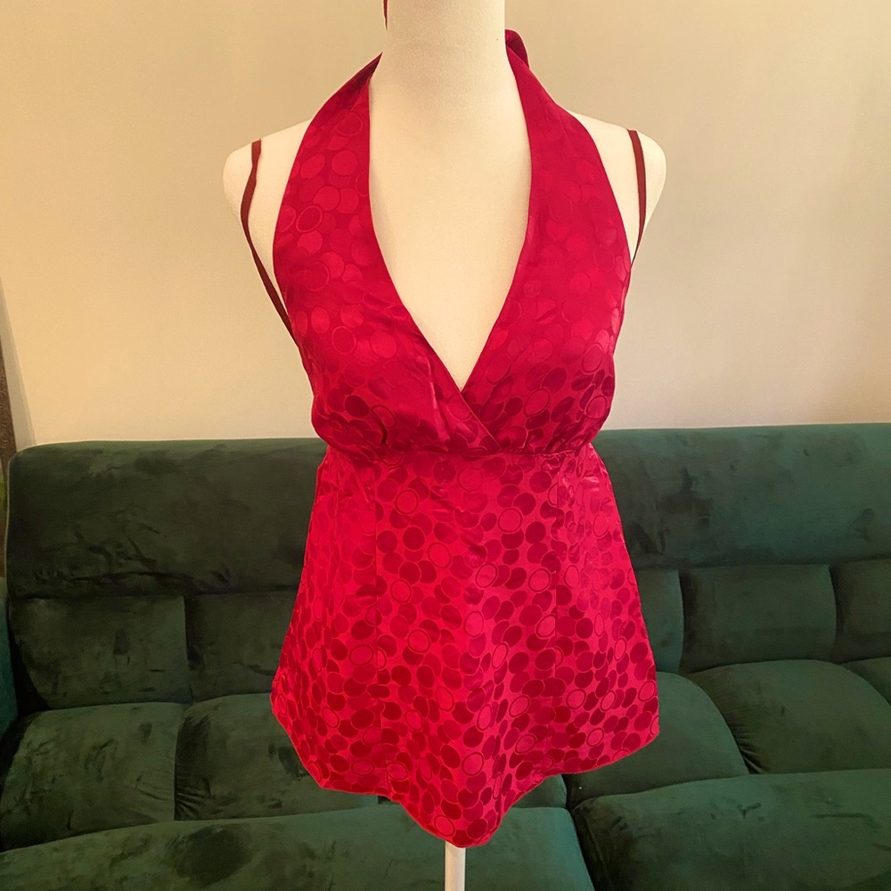 Halter tie polka dot blouse
